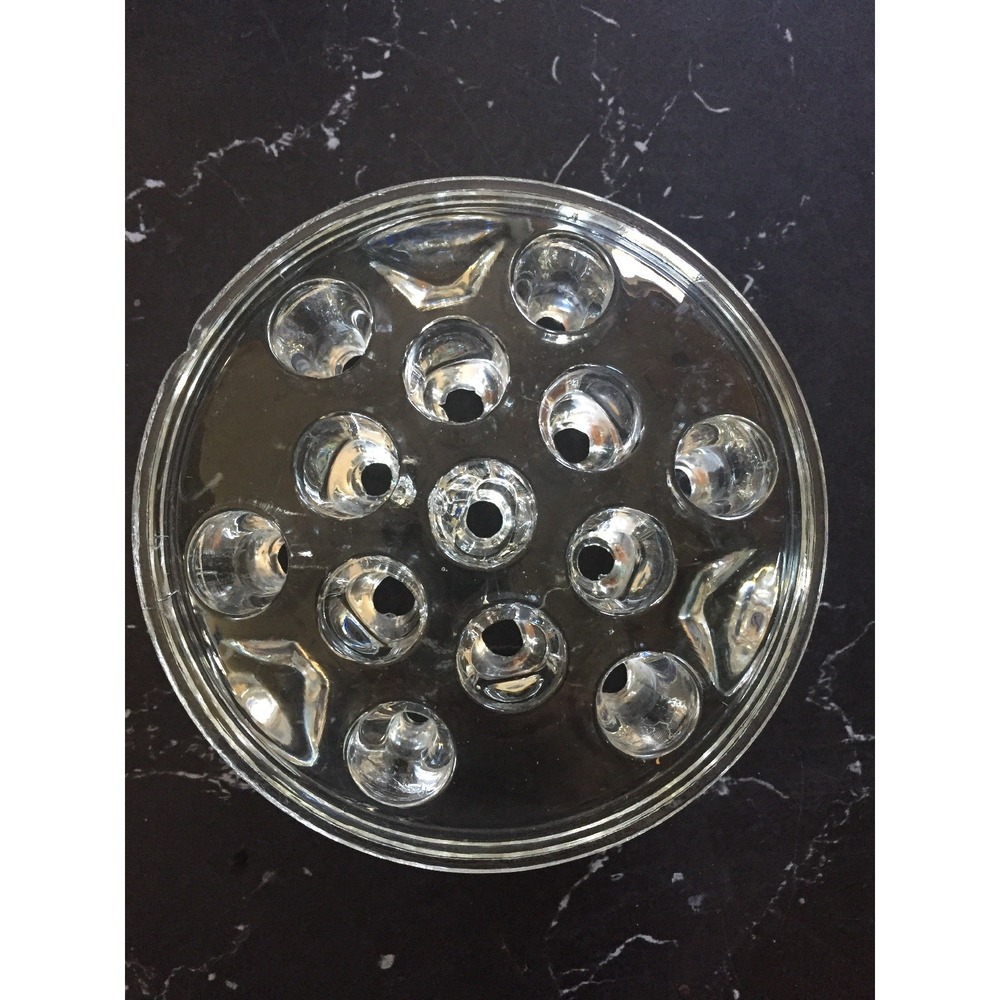 Crystal Flower Frog 4.5" Diameter 13 Hole Clear Glass Vintage Floral Decor